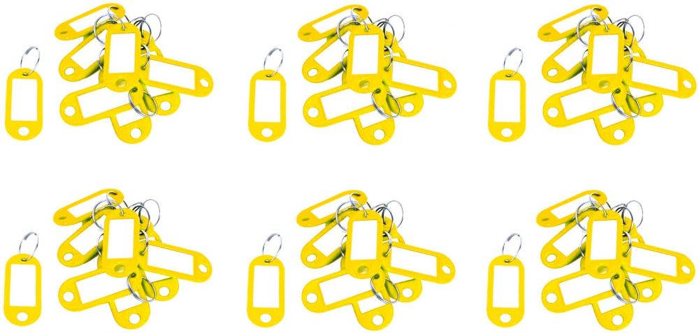 6x zawieszki do kluczy D.Rect, plastik, 10 sztuk, żółty
