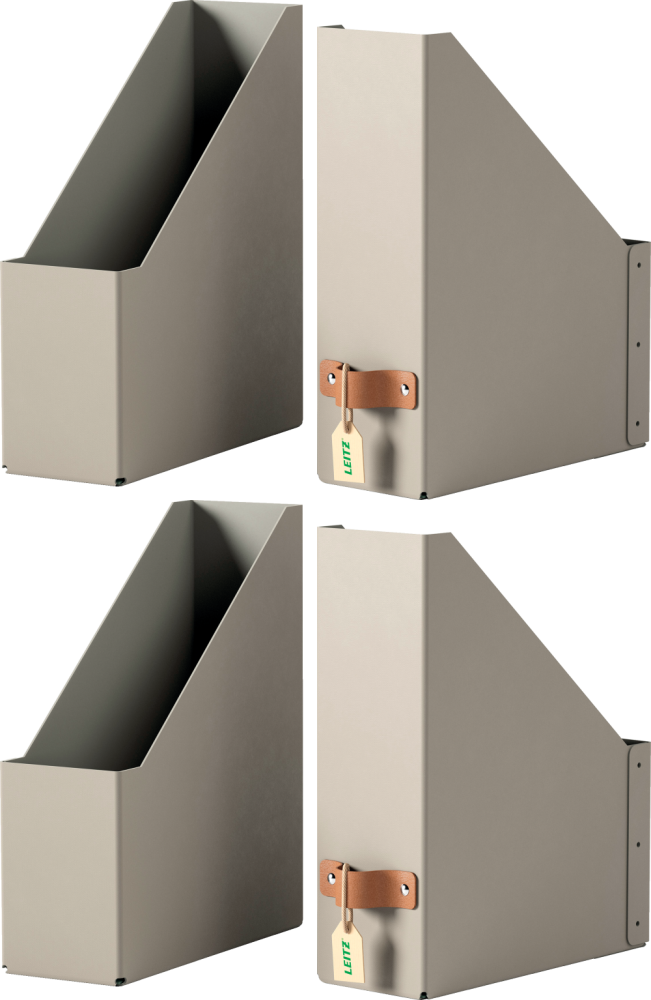 2x Organizer kartonowy na dokumenty Leitz Puro, z tektury z recyklingu, A4, 100mm, do 900 kartek, 2 sztuki, beżowy