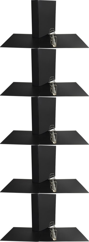 5x Segregator prezentacyjny Biurfol, A4, szerokość grzbietu 65mm, do 280 kartek, 4 ringi, czarny
