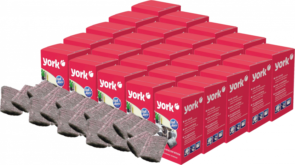 25x Czyścik kuchenny York, nasączony mydłem, wełna stalowa, 6x7cm, 6 sztuk, szary