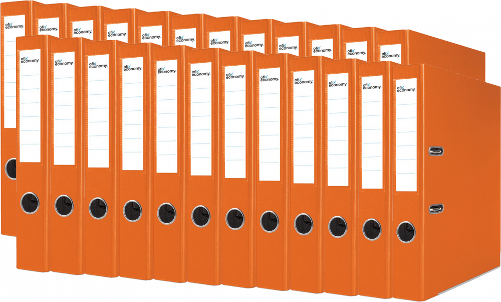 24x Segregator A4 Ofix Economy, z wyklejką, 50mm, do 350 kartek, pomarańczowy