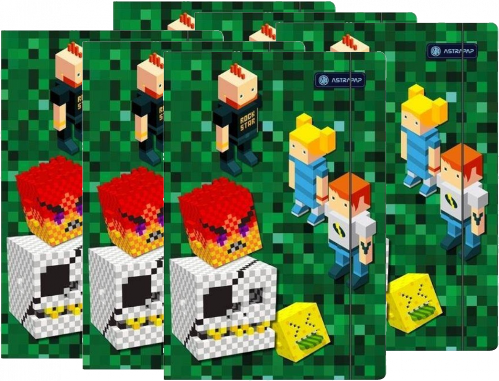 6x Teczka z gumką Astra Pixel&Unicorn, A4, 350g, mix kolorów