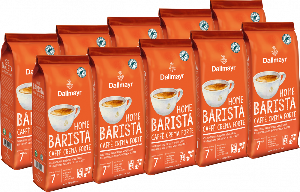 10x Kawa ziarnista Dallmayr Home Barista Crema Forte, 1kg