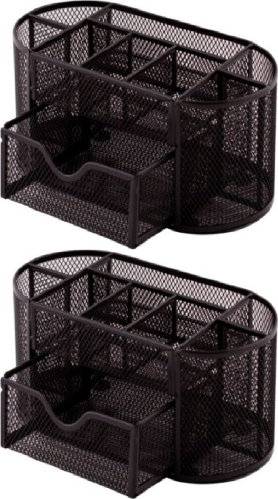 2x Przybornik na biurko D.Rect, 9 przegród, 110x225x107mm, czarny