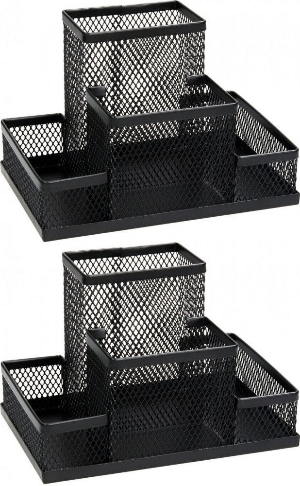 2x Przybornik na biurko Net Z3318, 4 przegrody, 150x100x100mm, czarny