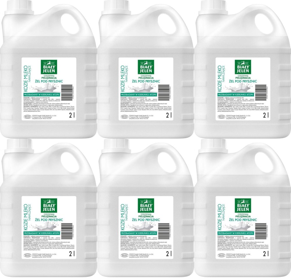 6x Żel pod prysznic Biały Jeleń, z kozim mlekiem, 2l