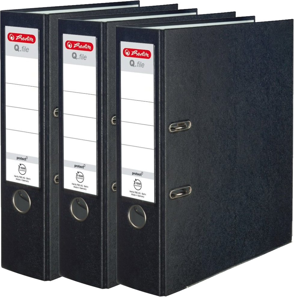 3x Segregator A4 Herlitz Q.file, 80mm, czarny
