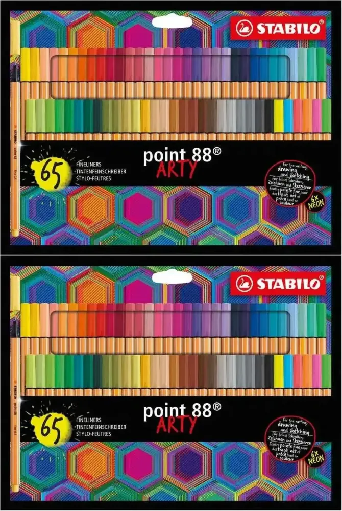 2x Cienkopis Stabilo Point 88 Arty 8865-21-20, 0.4mm, 65 sztuk, mix kolorów