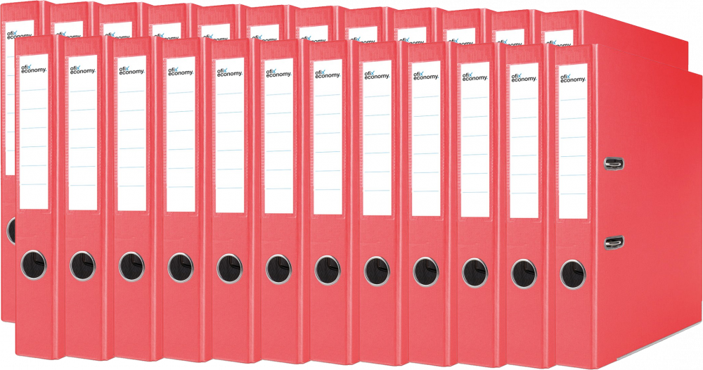 24x Segregator A4 Ofix Economy, z wyklejką, 50mm, do 350 kartek, czerwony