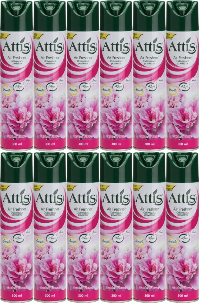 12x Odświeżacz powietrza Attis Gold Drop, spray, Garden Flower, 300ml
