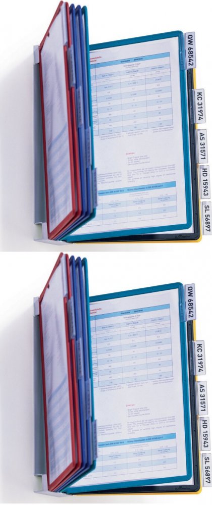 2x System paneli informacyjnych Durable Vario Wall 10, ścienny, A4, 10 paneli, mix kolorów