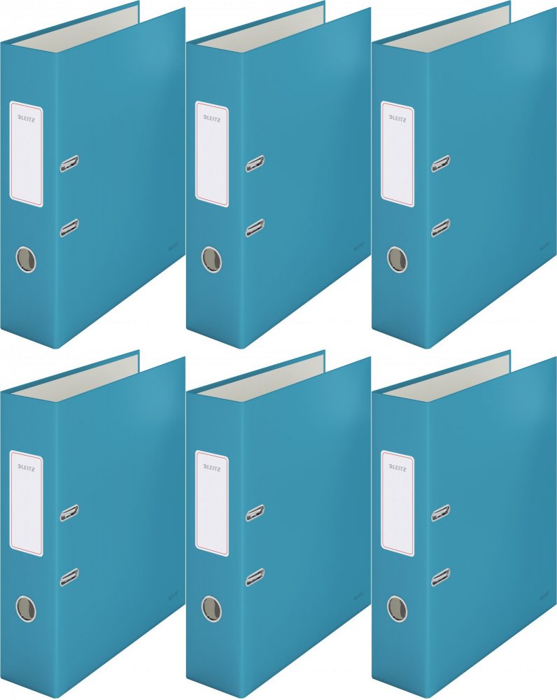 6x Segregator A4 Leitz 180°Cosy Soft Touch, 80mm, do 600 kartek, niebieski