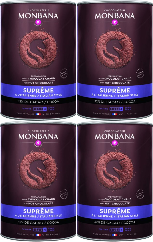 4x Czekolada do picia Monbana Supreme, puszka, 1kg