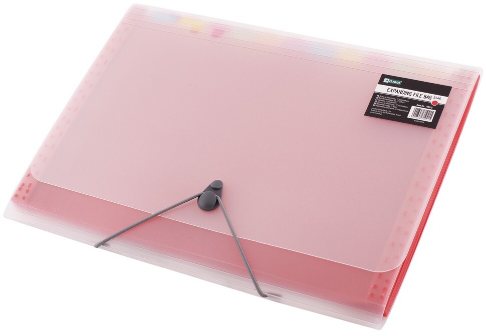 Teczka z przegródkami D.Rect 5540, A4, 12 przegródek, czerwony