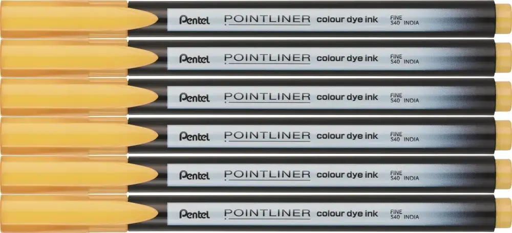 6x Cienkopis Pentel Pointliner Colour, ciemnożółty