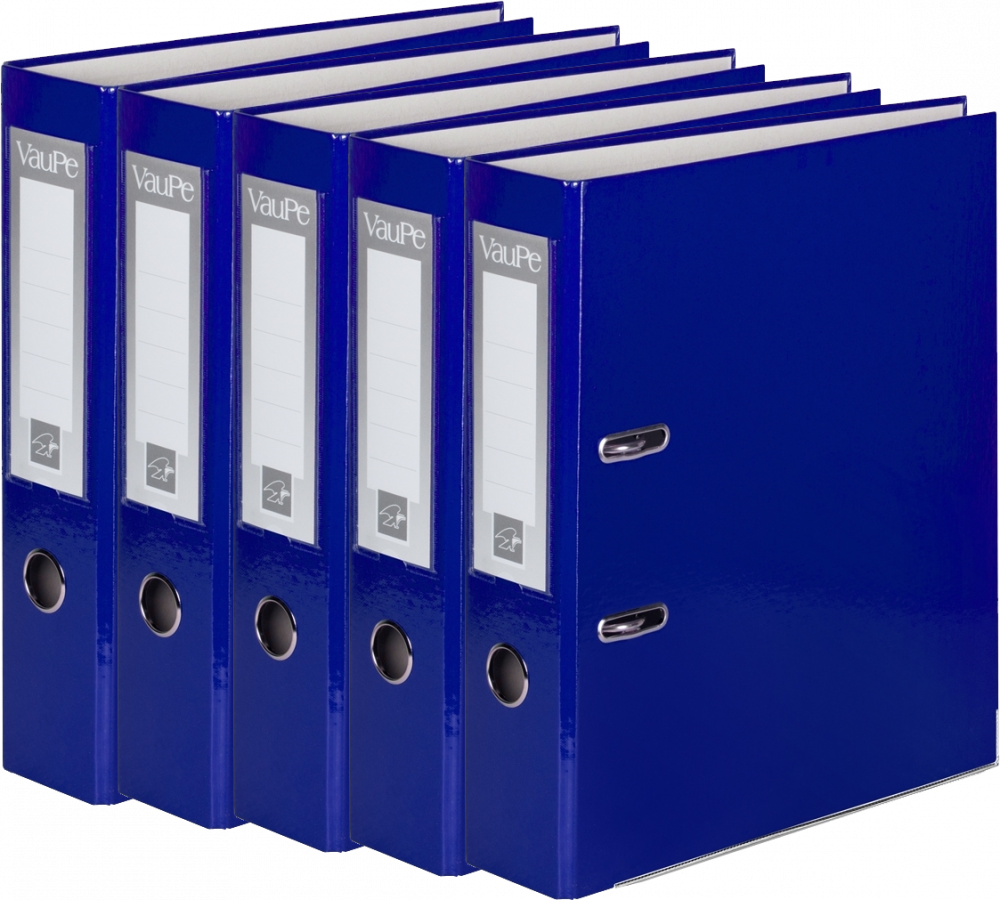 5x Segregator A4 VauPe FCK, 75mm, do 500 kartek, niebieski