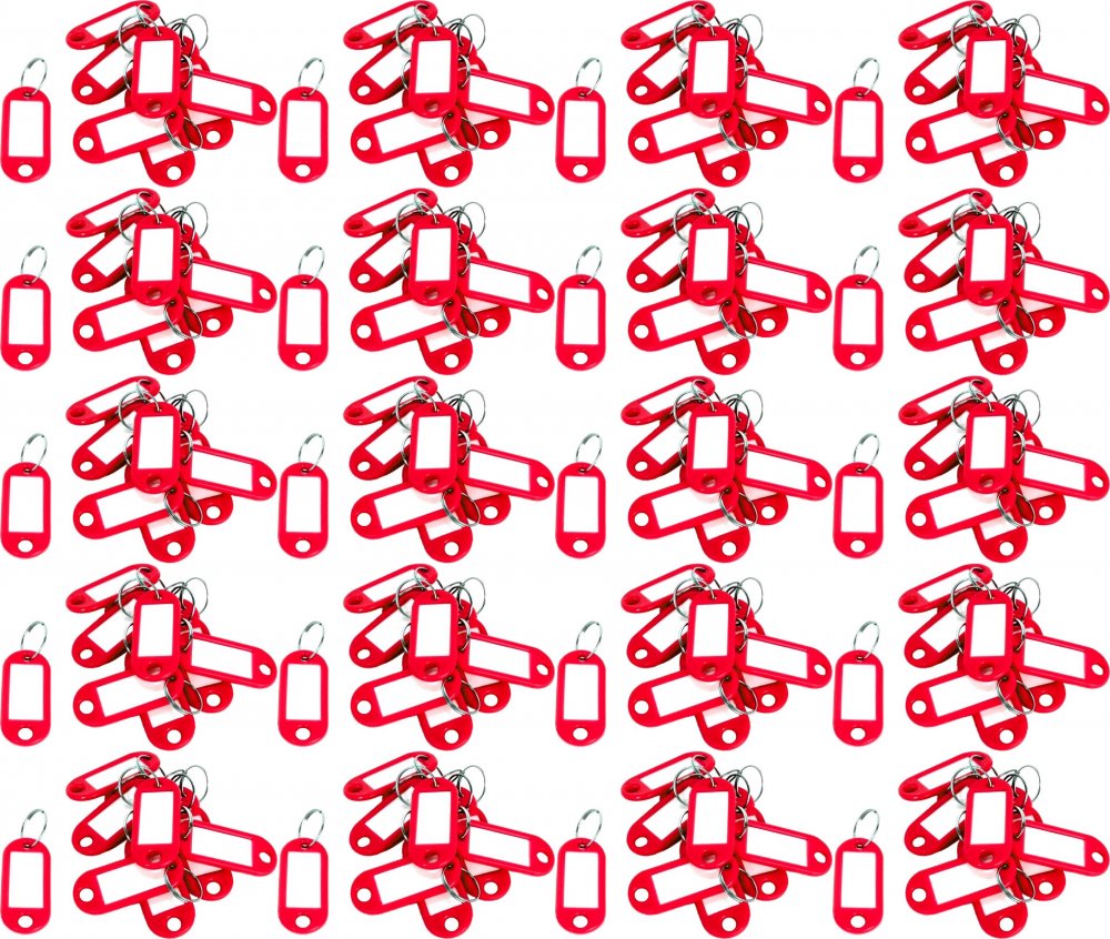 20x Zawieszki do kluczy D.Rect, plastik, 10 sztuk, czerwony