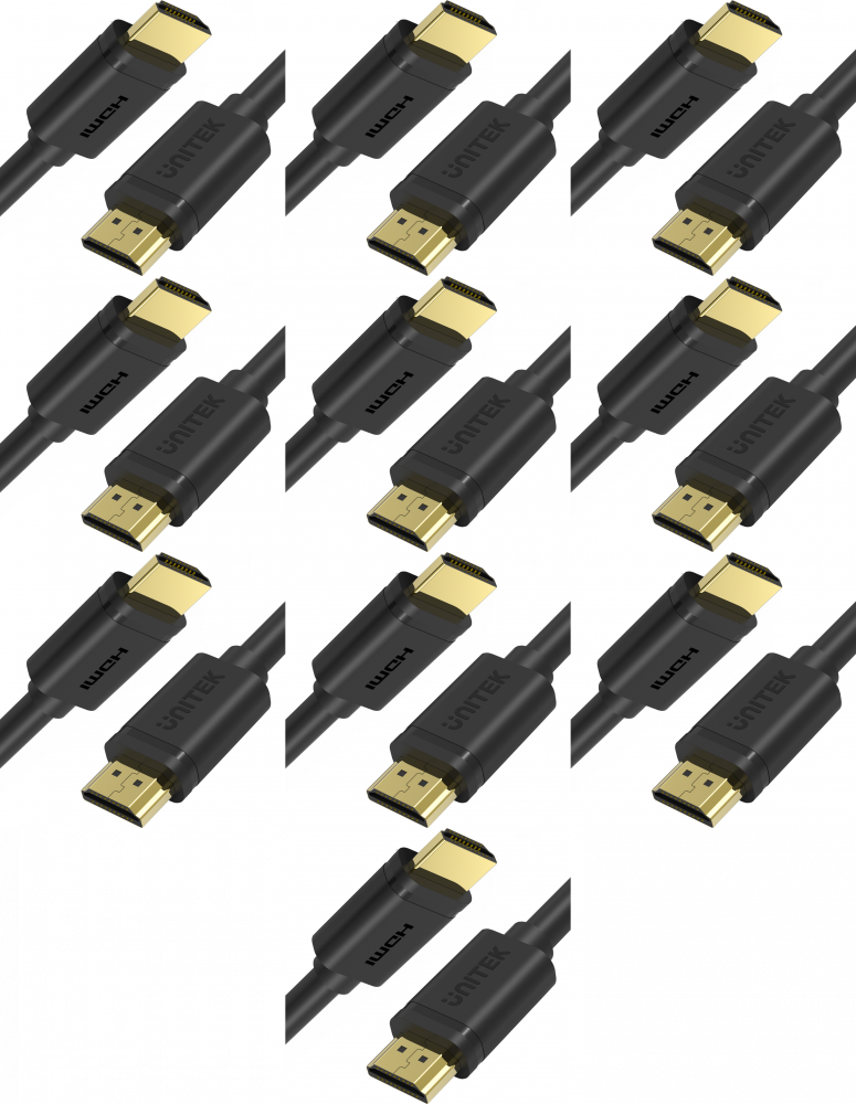 10x Kabel HDMI- HDMI 2.0 Unitek C11061BK-0.3M, 30cm, czarny
