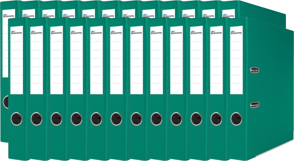 24x Segregator A4 Ofix Economy, z wyklejką, 50mm, do 350 kartek, zielony
