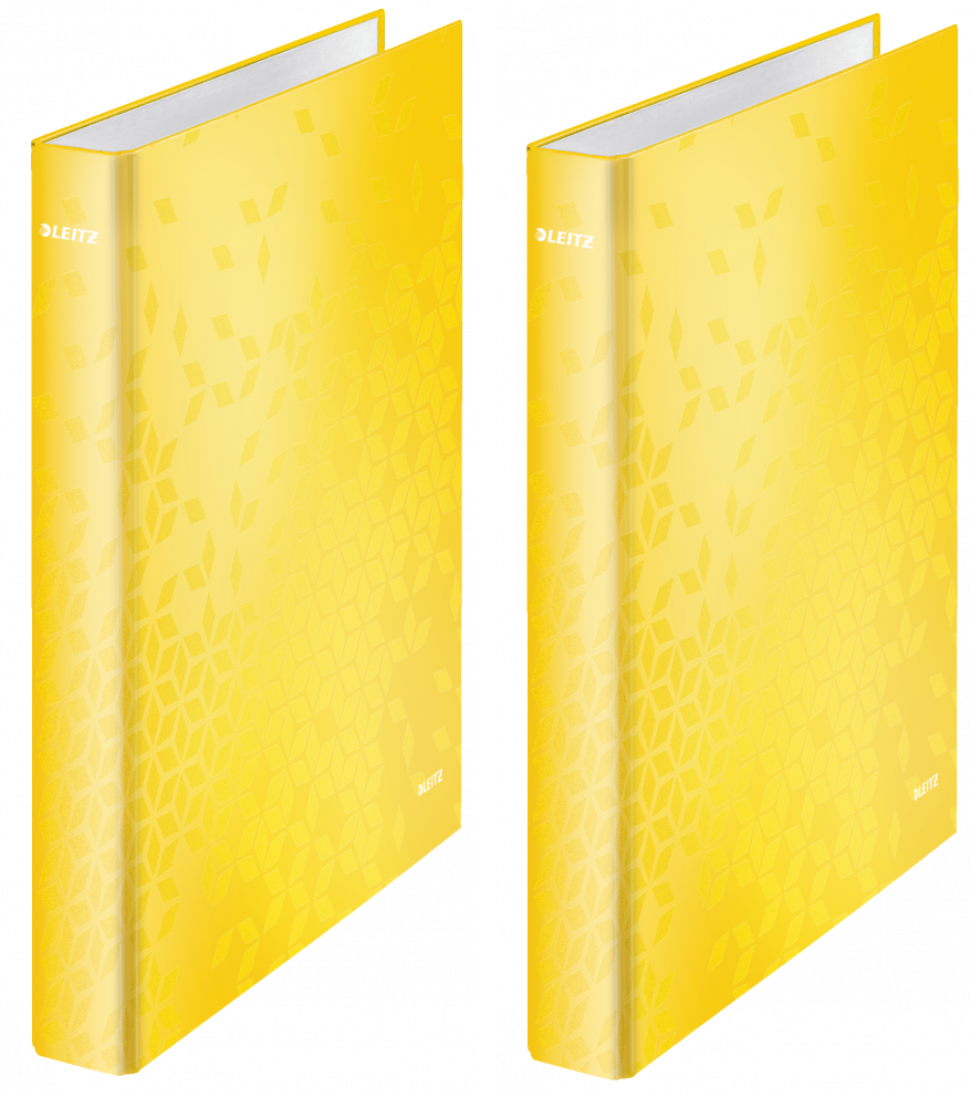 2x Segregator ringowy Leitz Wow, A4, szerokość grzbietu 40mm, 2 ringi, żółty