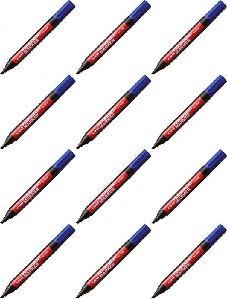 12x Marker permanentny Uni 380B, okrągła, niebieski