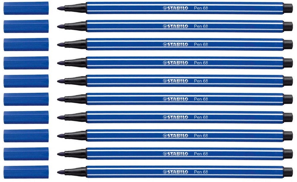10x pisak Stabilo Pen 68, okrągła, 1mm, granatowy