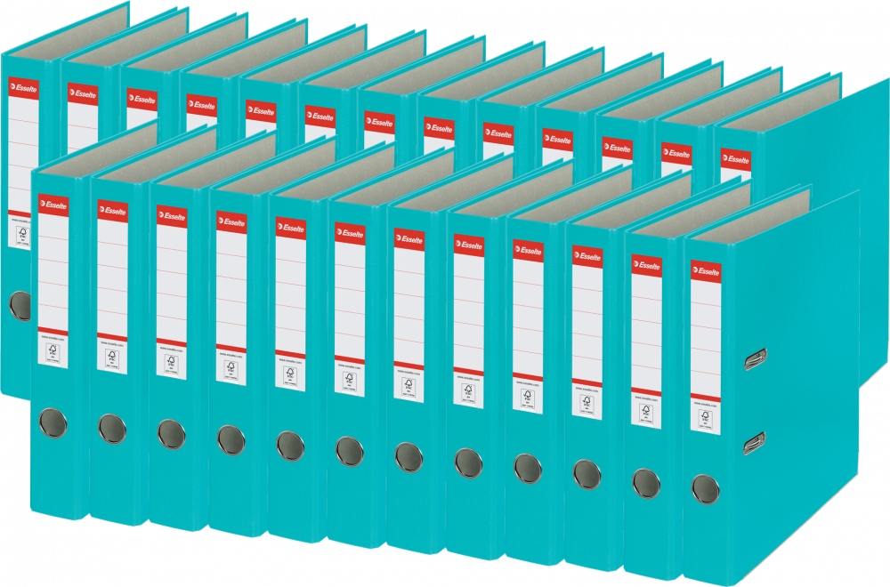 25x Segregator A4 Esselte, 50mm, do 350 kartek, ekonomiczny, turkusowy