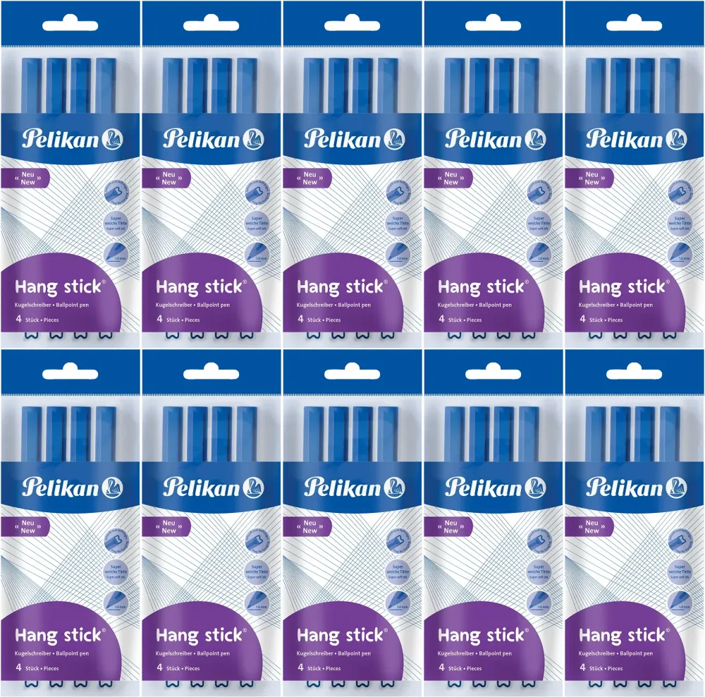 10x Długopis Pelikan Hang Stick, 4 sztuki, niebieski