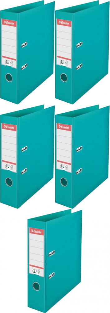 5x Segregator A4 Esselte No.1 Power, 75mm, do 500 kartek turkusowy