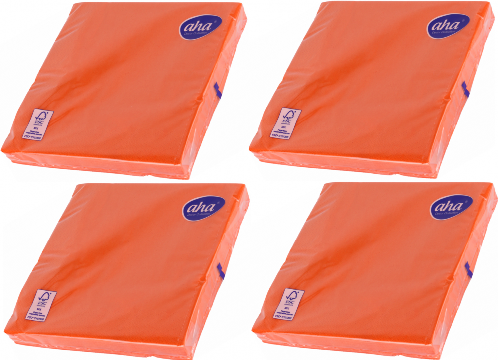 4x serwetki stołowe A-ha, 3-warstwowe, 33x33cm, 20 sztuk, pomarańczowy