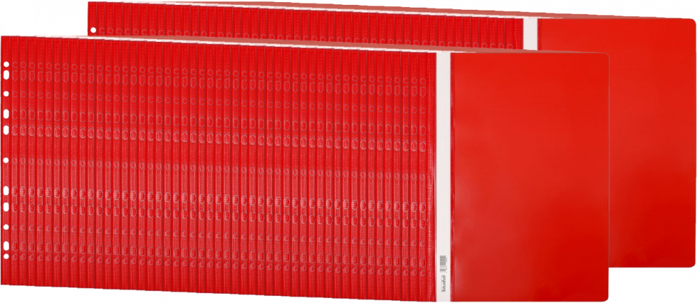 100x Skoroszyt plastikowy oczkowy Biurfol, twardy, A4, do 200 kartek, czerwony