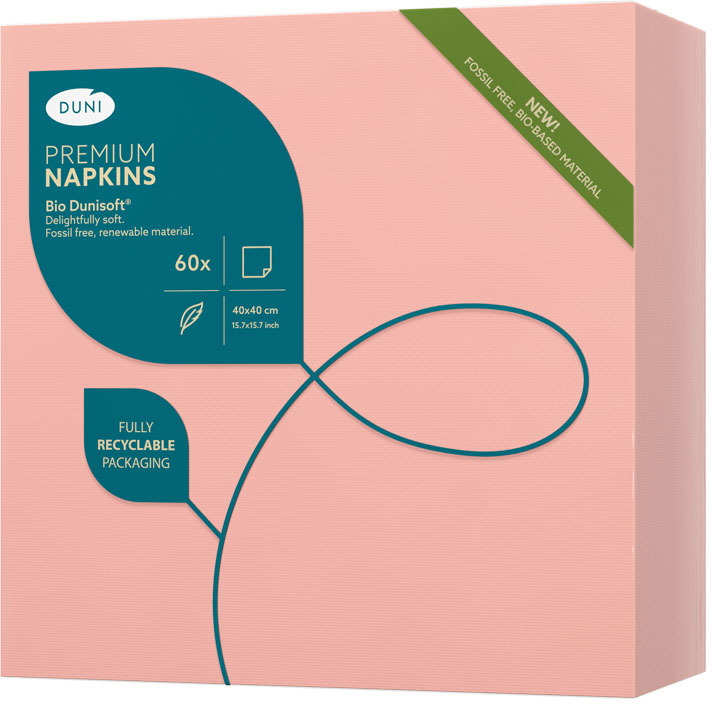 Serwetki Duni Bio Dunisoft, 40x40cm, 60 sztuk, jasnoróżowy