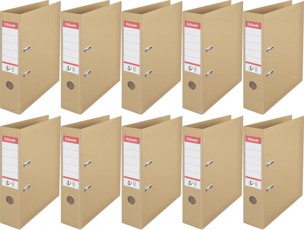 10x Segregator A4 Esselte No.1 Power, 75mm, do 500 kartek kawowy