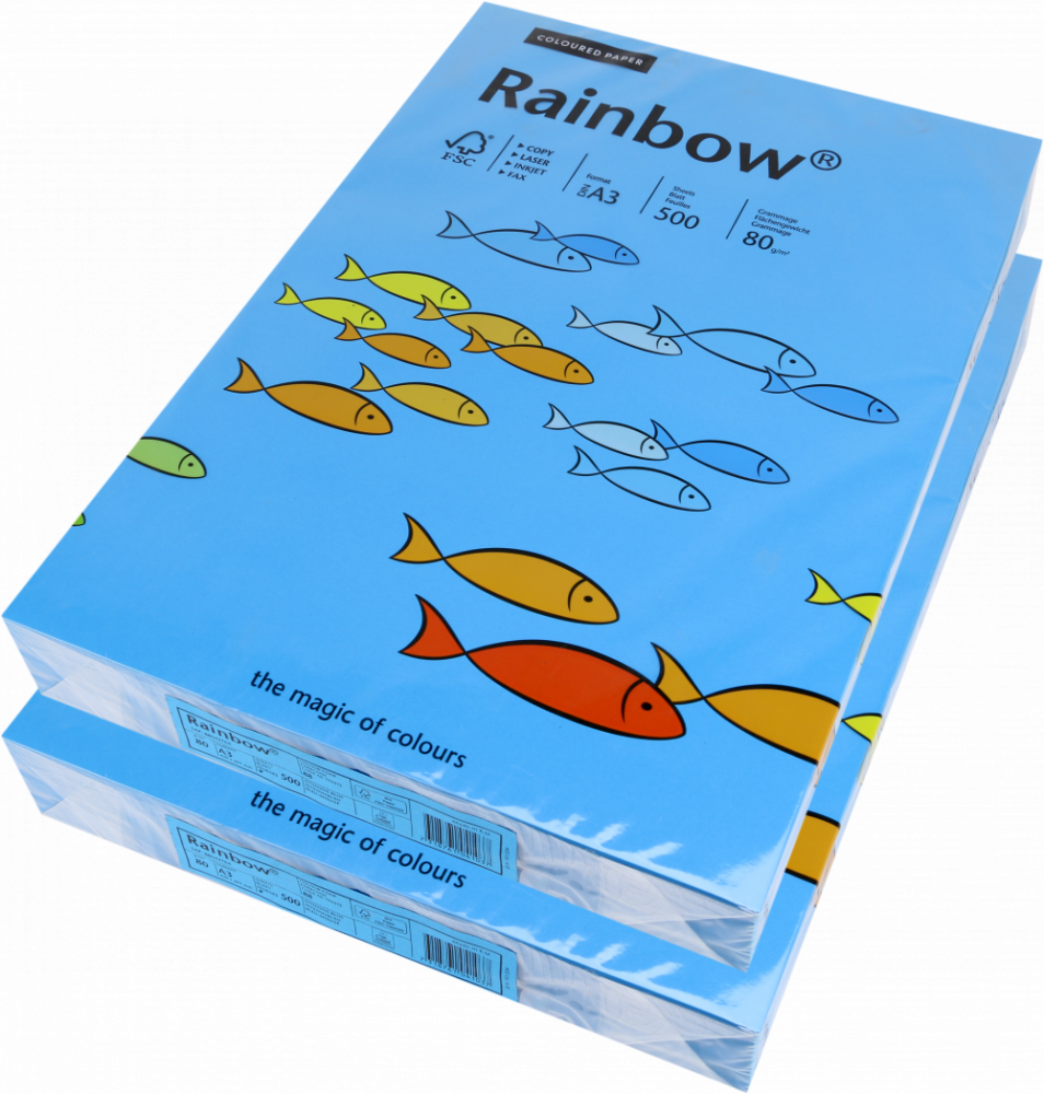 2x Papier ksero ekologiczny Rainbow, A4, 80g/m2, 500 arkuszy niebieski (R87)