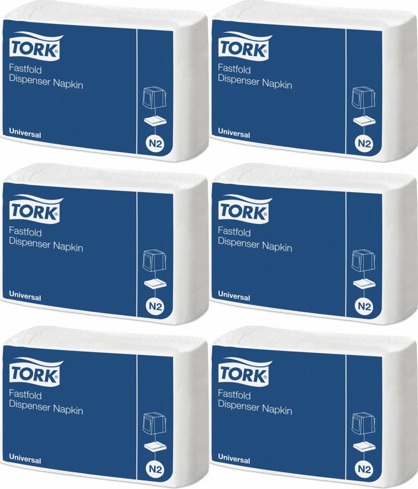 6x Serwetki dyspenserowe Tork Fastfold N2 10933, 1x300 listków, biały