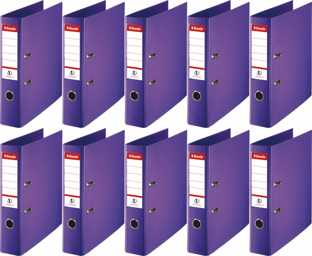 10x Segregator A4 Esselte No.1 Power, 75mm, do 500 kartek fioletowy