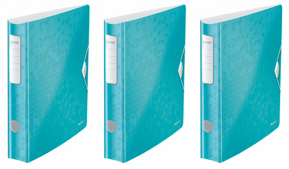 3x Segregator A4 Leitz 180° Active Wow, 65mm, do 350 kartek, turkusowy