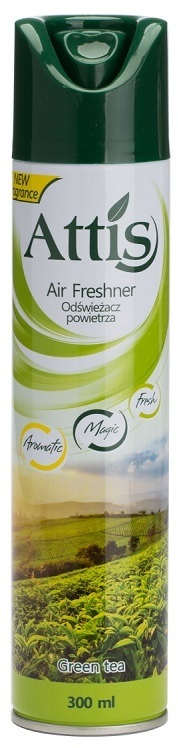 Outlet: USZKODZONE OPAKOWANIE Odświeżacz powietrza Attis Gold Drop, spray, Green Tea, 300ml