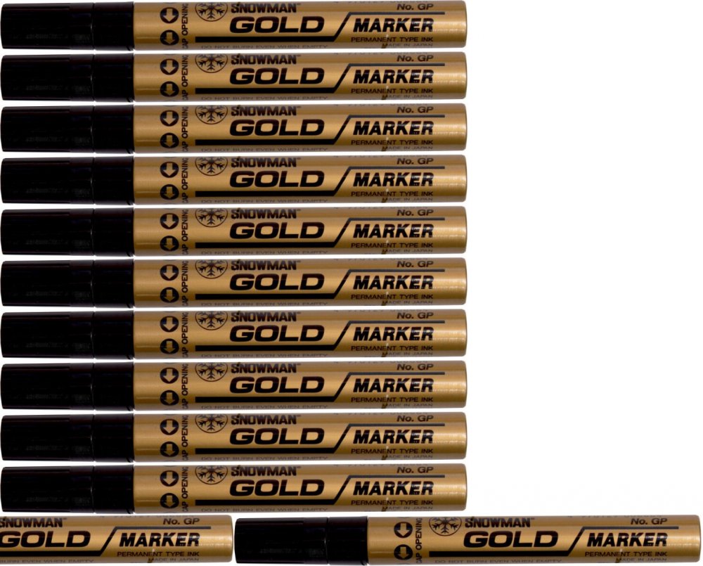 12x Marker olejowy Snowman, gruby, okrągła, złoty