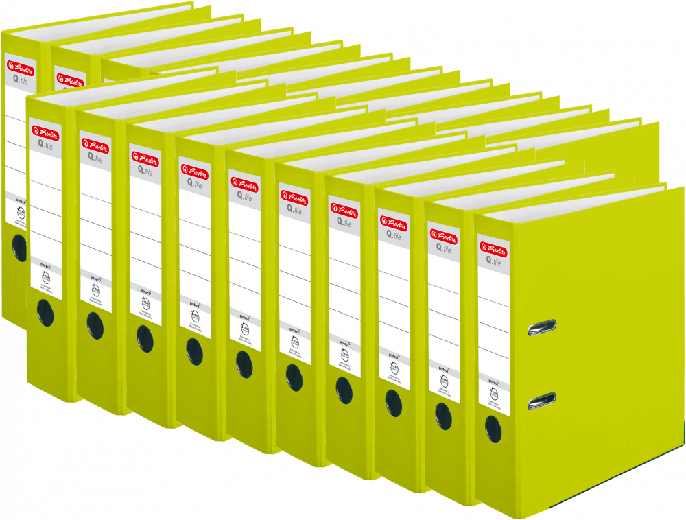 20x Segregator A4 Herlitz Q.file, 80mm, limonkowy