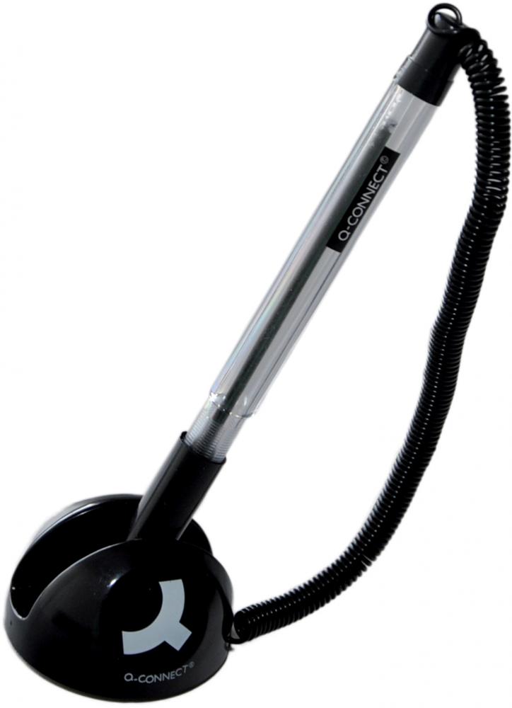 Długopis mocowany na sprężynce Q-Connect, 0.7mm, stojący, niebieski