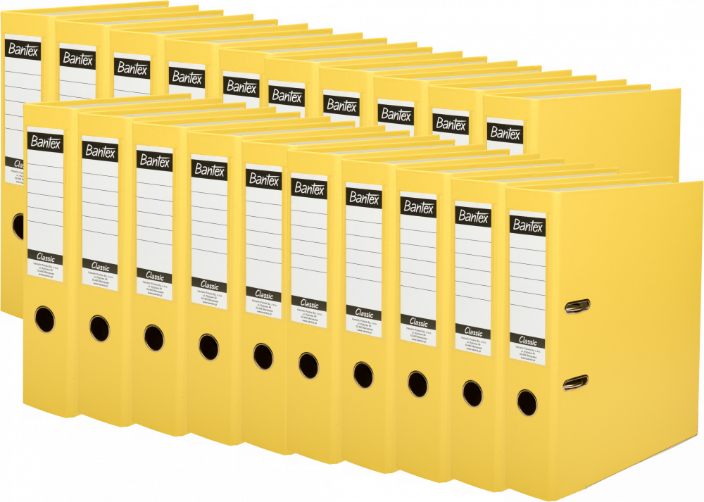 20x Segregator A4 Bantex Budget Classic, 75mm, do 500 kartek, żółty