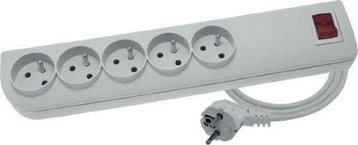 Przedłużacz Elgotech PSF3-501, 1.5m, 5 gniazd, z wyłącznikiem, szary