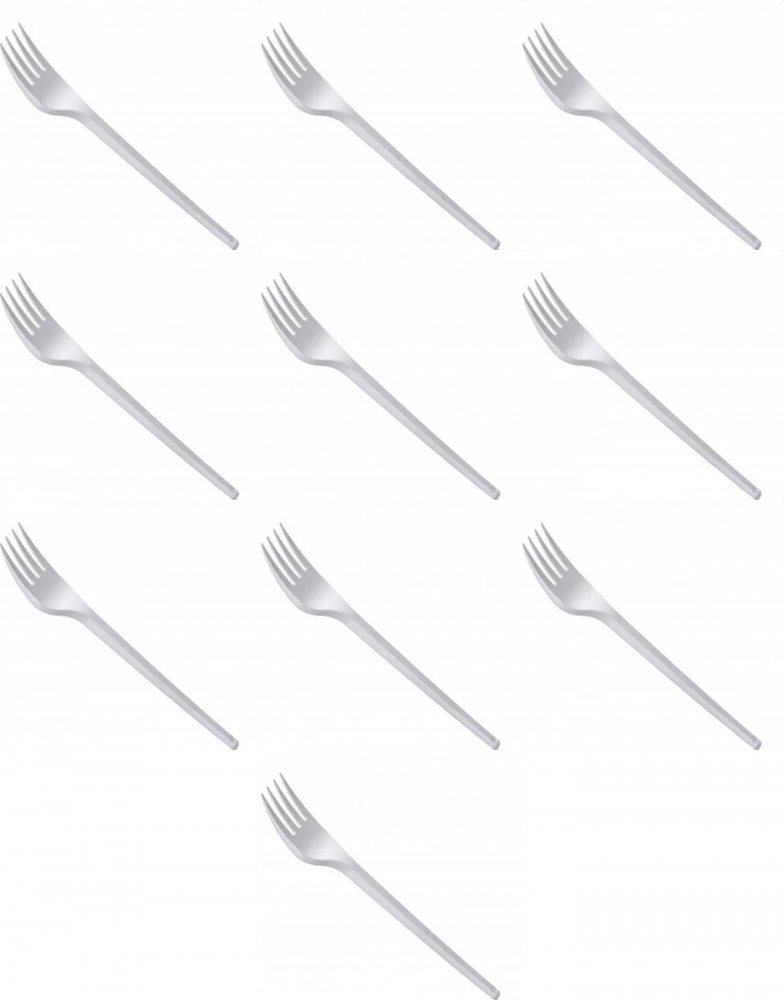 10x Widelce plastikowe, wielorazowe, 100 sztuk, biały