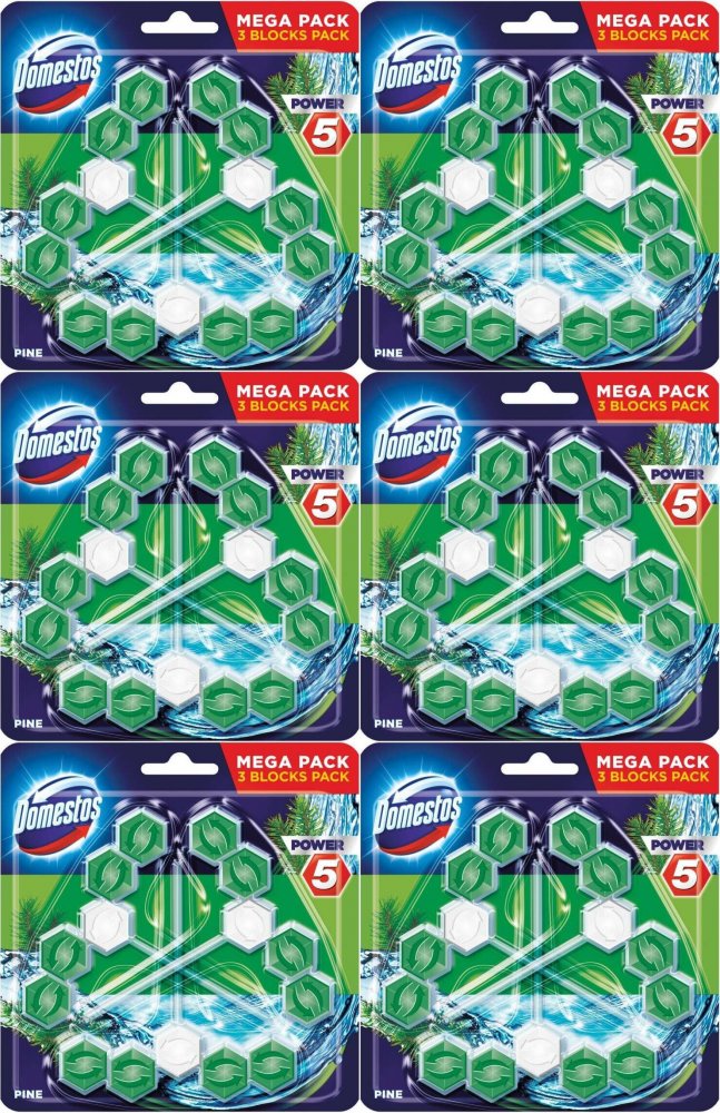 6x Zawieszka do WC Domestos Power 5, pine, 3x55g
