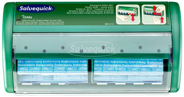 Dozownik na plastry Cederroth Salvequick Detectable (REF 490750), z wyposażeniem, zielony