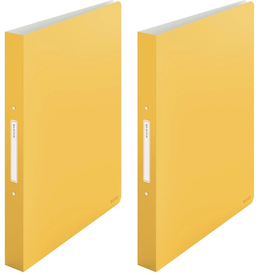2x Segregator Leitz Cosy, A4, szerokość grzbietu 32mm, do 190 kartek, 2 ringi, żółty
