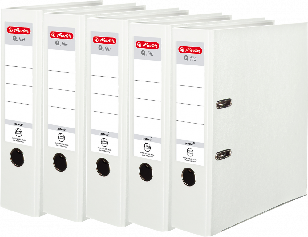 5x Segregator A4 Herlitz Q.file, 80mm, biały