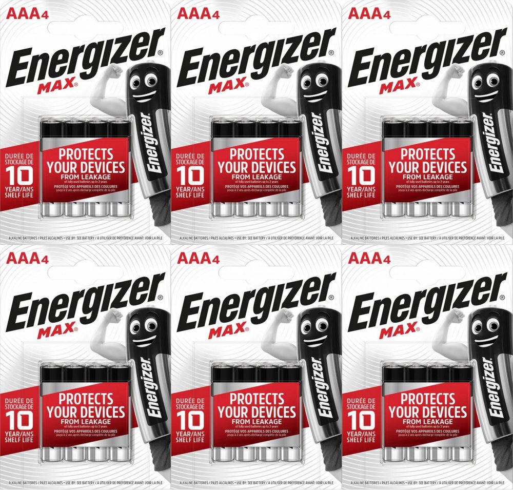 6x Bateria Energizer Max, AAA, E92, 1.5V, 4 sztuki