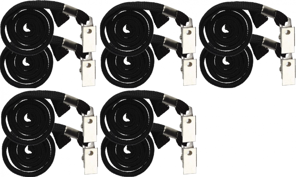 10x Taśma do osłon na identyfikatory Argo, zakończona klipsem, czarny